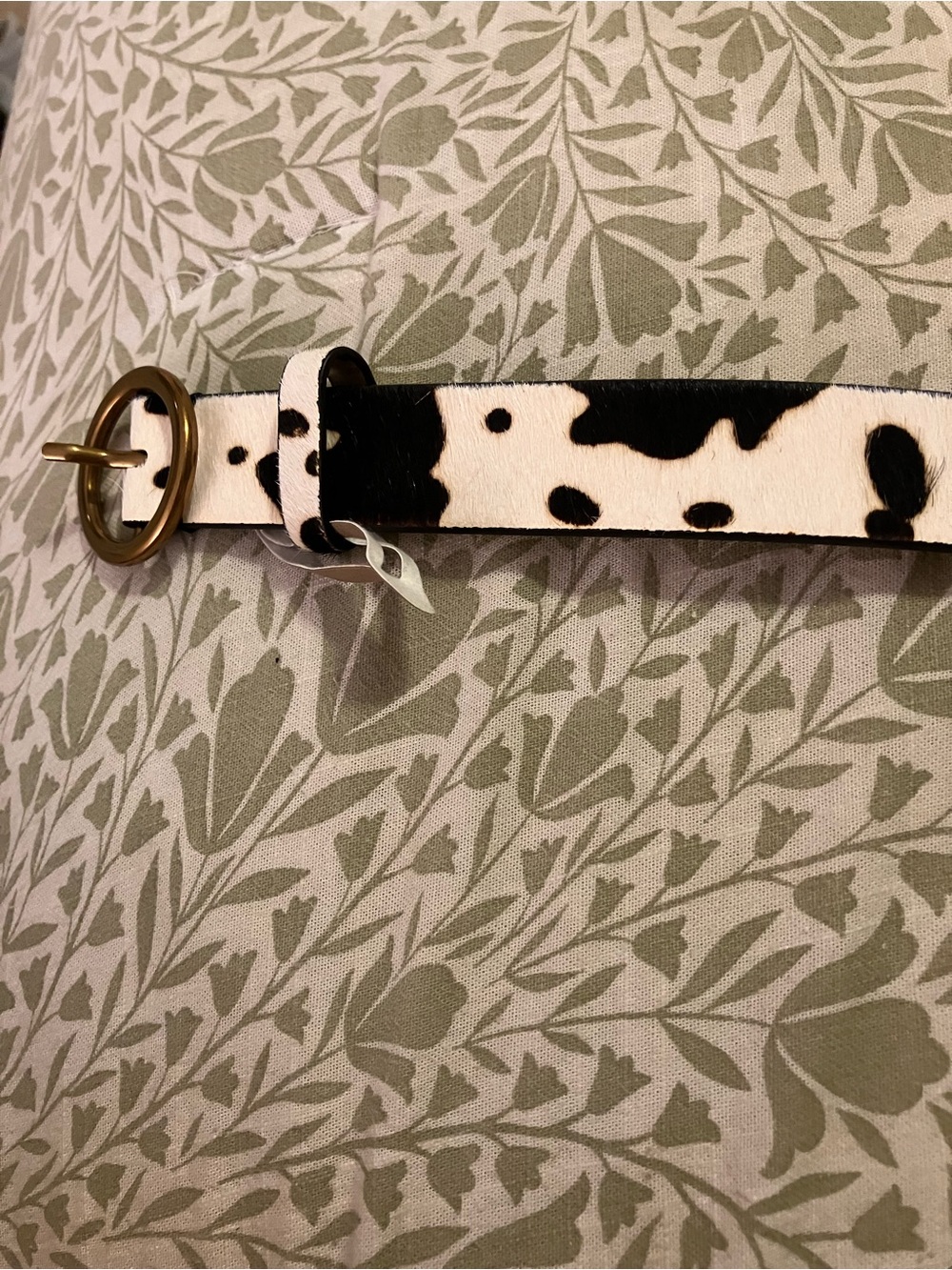 Urban Outfitters Olive Green Leather Belt with Black Buckle